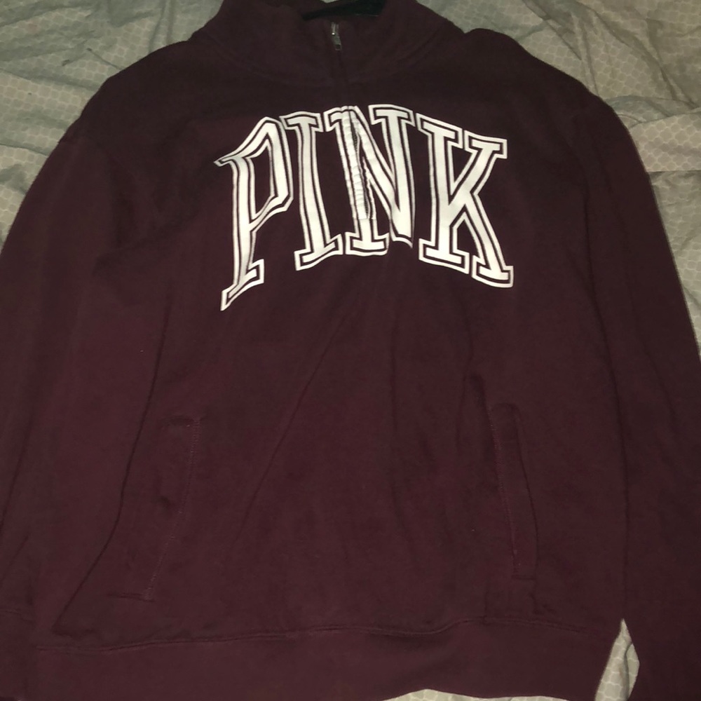 PINK HALF ZIP HOODIE